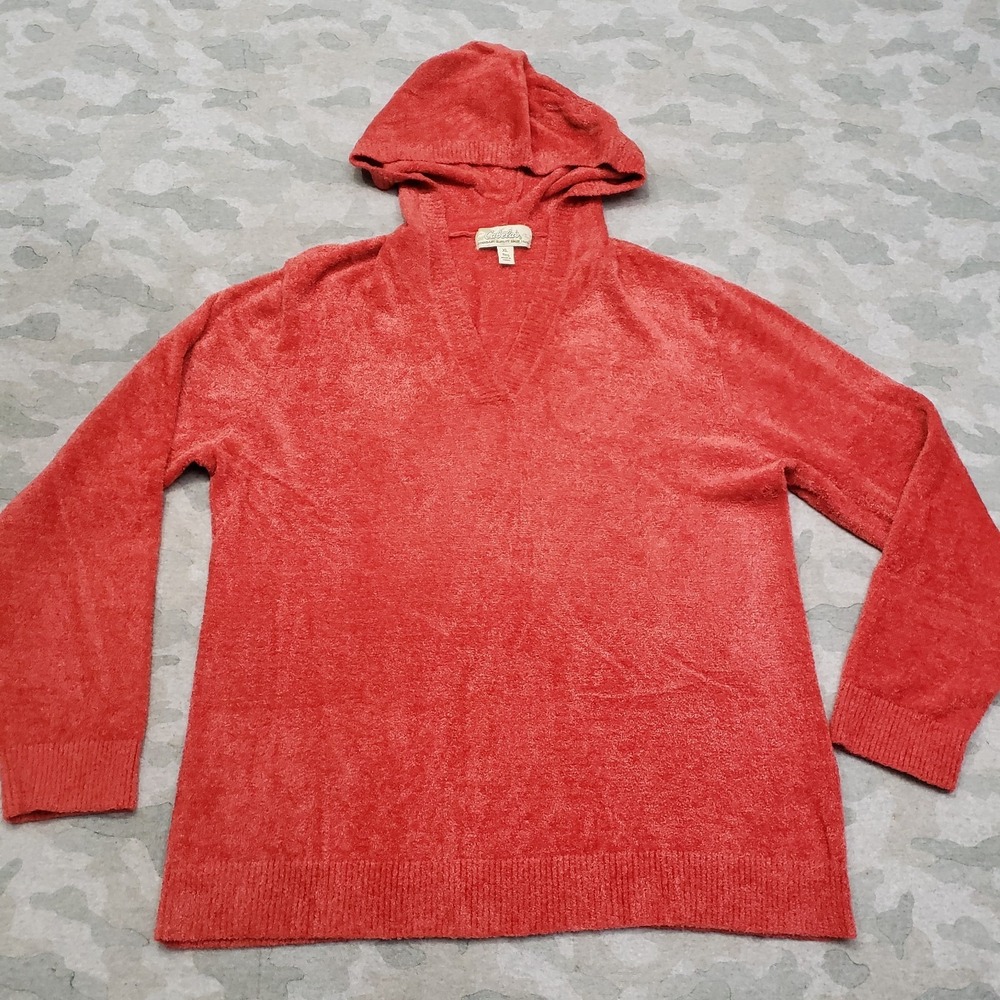 Cabela's Sweatshirt Womens XL Red Pullover Hooded V-Neck Long‎ Sleeve Soft